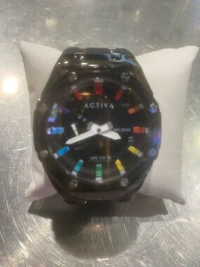 New Activa Black Watch with Rainbow Hour Markers